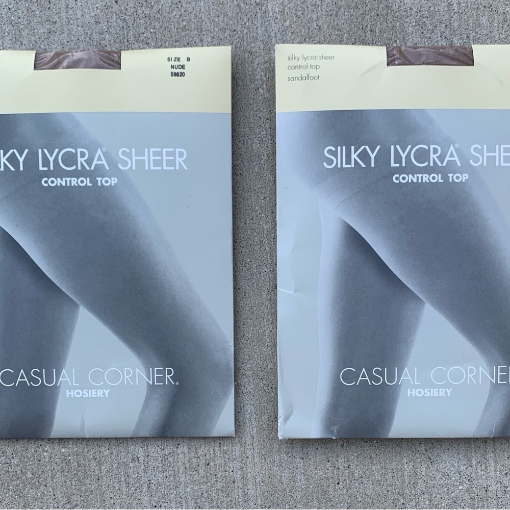 Vintage Silky Lycra Sheer Control Top Sandallfoot Nylons Pantyhose size 8 nude